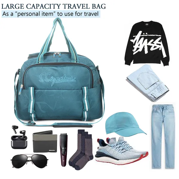 Signature_Blue_Fabric_Adjustable_Strap_17_Inch_Travel_Duffel_Bag