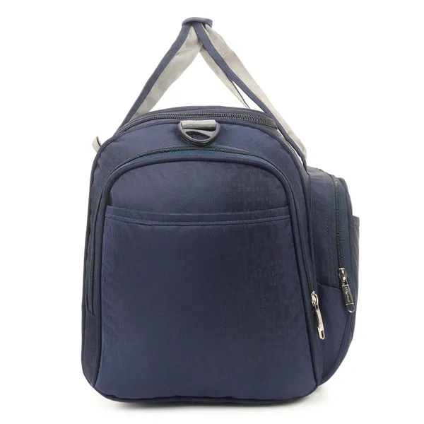 Signature_Navy_Blue_Fabric_Adjustable_Strap_Travel_Duffel_Bag_For_Men_And_Women