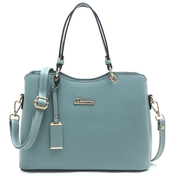 Signature_Blue_Faux_Leather_Adjustable_Strap_Handbag_For_Women
