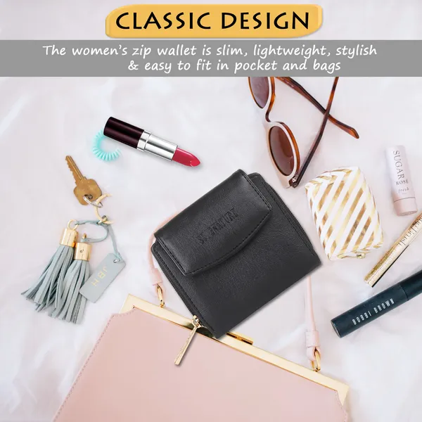 Signature_Black_Leather_Zipper_Tassel_Wallet_For_Women