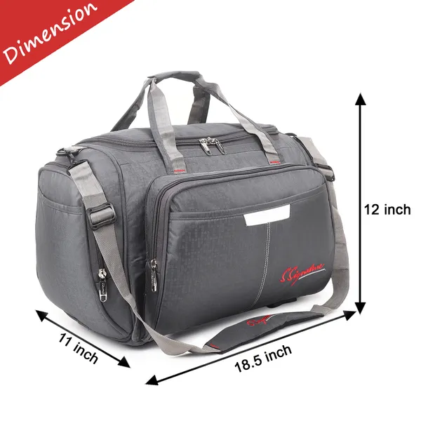 Signature_Grey_Fabric_Adjustable_Strap_Travel_Duffel_Bag