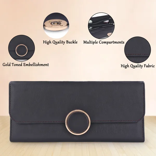 Signature_Black_Faux_Leather_Foldover_Ring_Wallet_For_Women