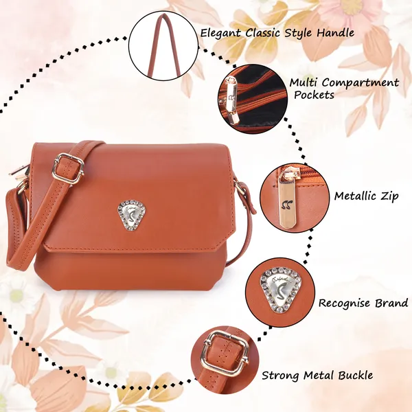 Signature_Orange_Faux_Leather_Multi_Compartment_Buckle_Sling_Bag