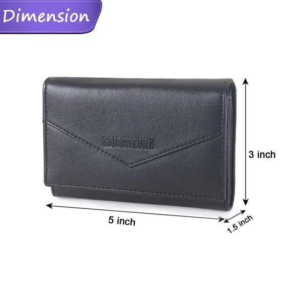 Signature_Black_Leather_Tri_Fold_Envelope_Wallet_For_Women