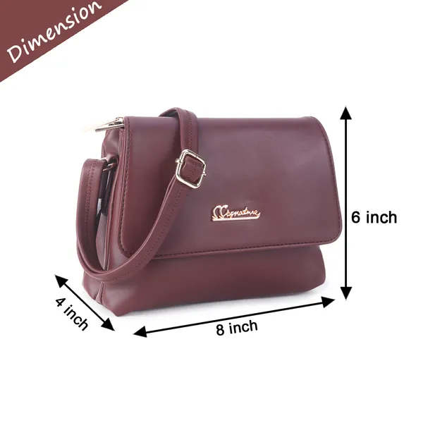 Signature_Burgundy_Vegan_Leather_Sling_Bag_For_Women