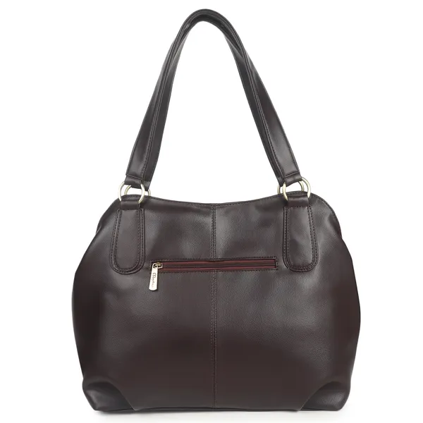 Signature_Brown_Leather_Metallic_Hardware_Handbag_For_Women