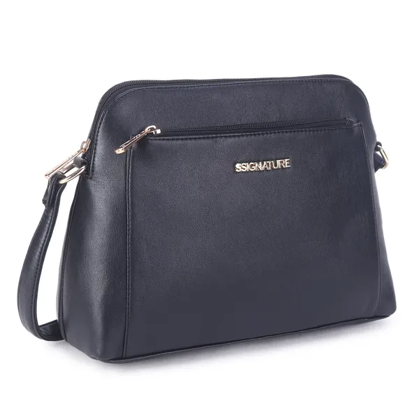 Signature_Navy_Blue_Faux_Leather_Multi_Compartment_Sling_Bag_For_Women