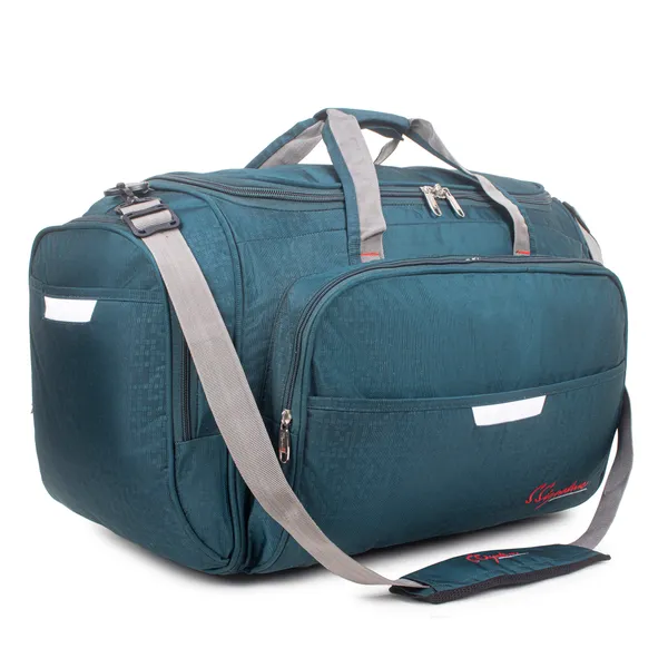 Signature_Teal_Blue_Fabric_Adjustable_Strap_Travel_Duffel_Bag_For_Unisex