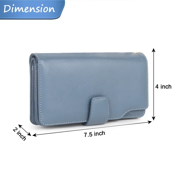 Signature_Blue_Grey_Faux_Leather_Wrist_Strap_Wallet_For_Women