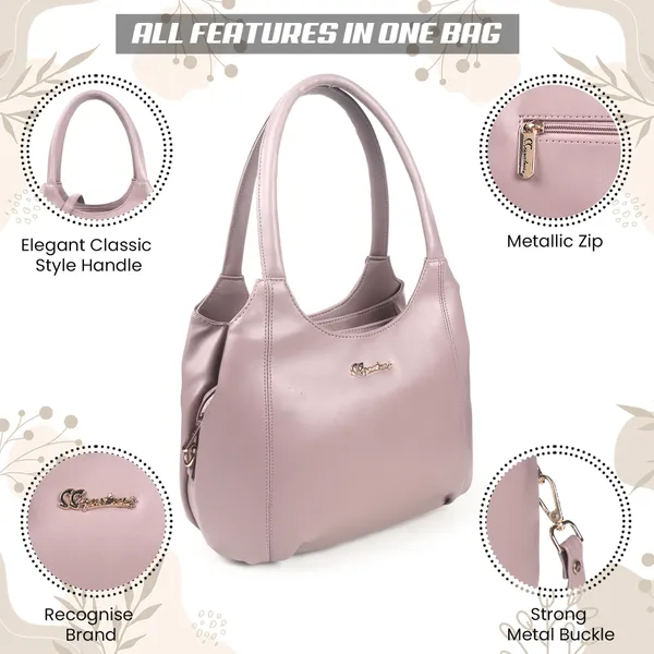 Signature_Pink_Faux_Leather_Metallic_Finish_Shoulder_Bag_For_Women