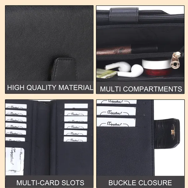Signature_Black_Leather_Wrist_Strap_Tassel_Wallet_For_Women