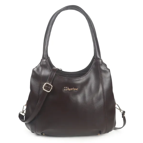 Signature_Brown_Leather_Classic_Style_Handbag_For_Women
