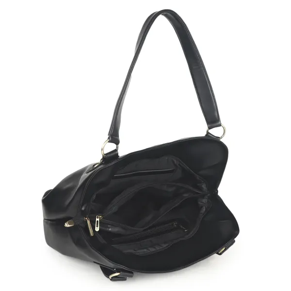 Signature_Black_Faux_Leather_Metal_Hardware_Handbag_For_Women