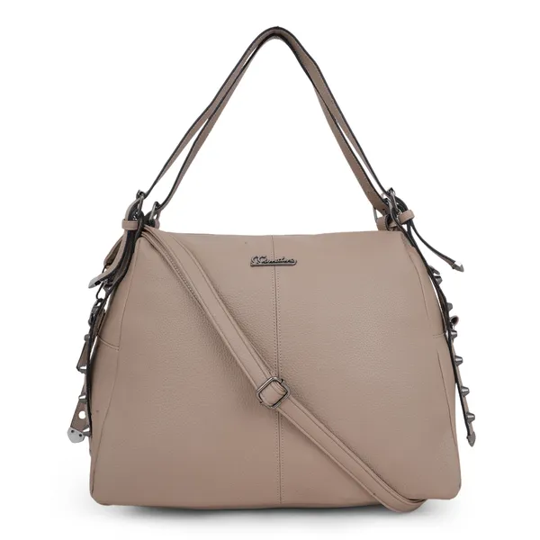 Signature_Beige_Faux_Leather_Adjustable_Strap_Tote_Handbag_For_Women
