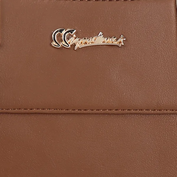 Signature_Tan_Brown_Faux_Leather_Classic_Handle_Handbag_For_Women