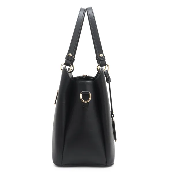 Signature_Black_Faux_Leather_Multi_Compartment_Handbag_For_Women