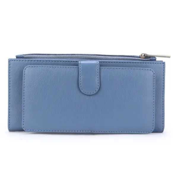 Signature_Blue_Faux_Leather_Zipper_Wallet_For_Women