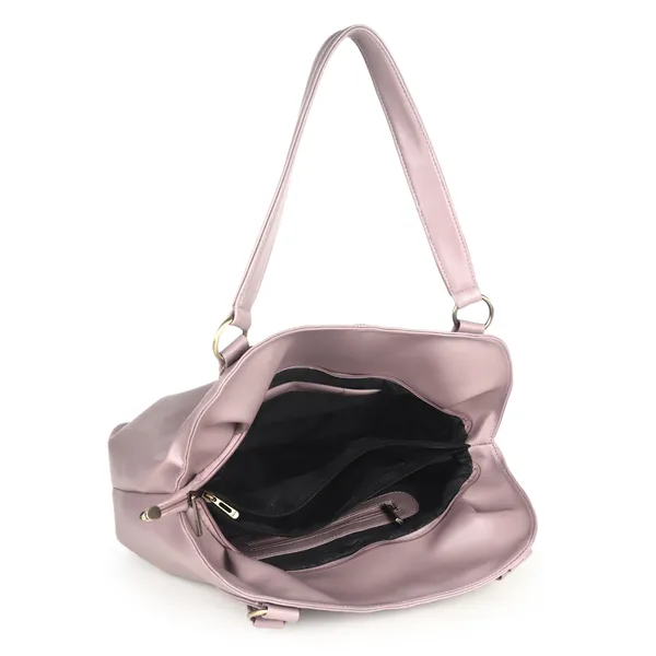 Signature_Pink_Faux_Leather_Metallic_Logo_Shoulder_Handbag_For_Women