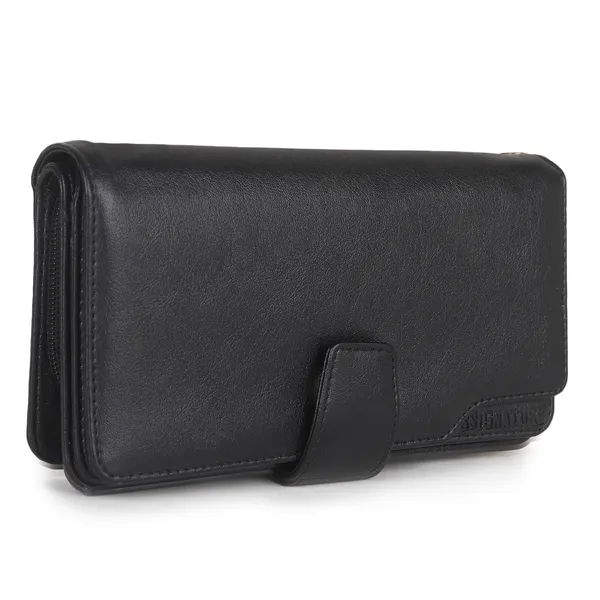 Signature_Black_Faux_Leather_Tassel_Wallet_For_Women