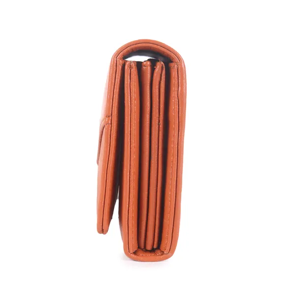 Signature_Coral_Orange_Faux_Leather_Tri_Fold_Compact_Wallet_For_Women
