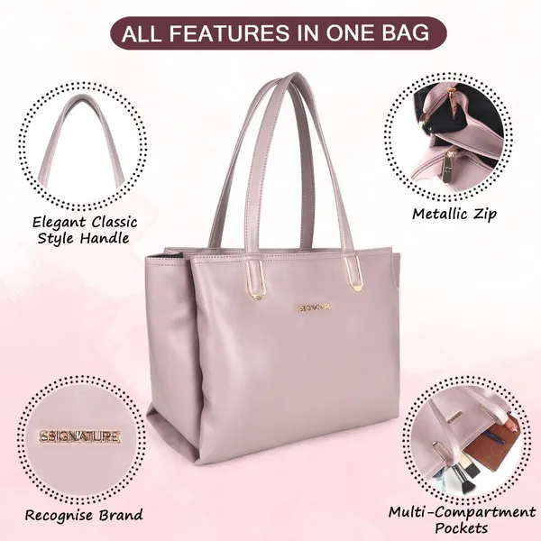 Signature_Dusty_Pink_Faux_Leather_Metallic_Zip_Tote_Handbag