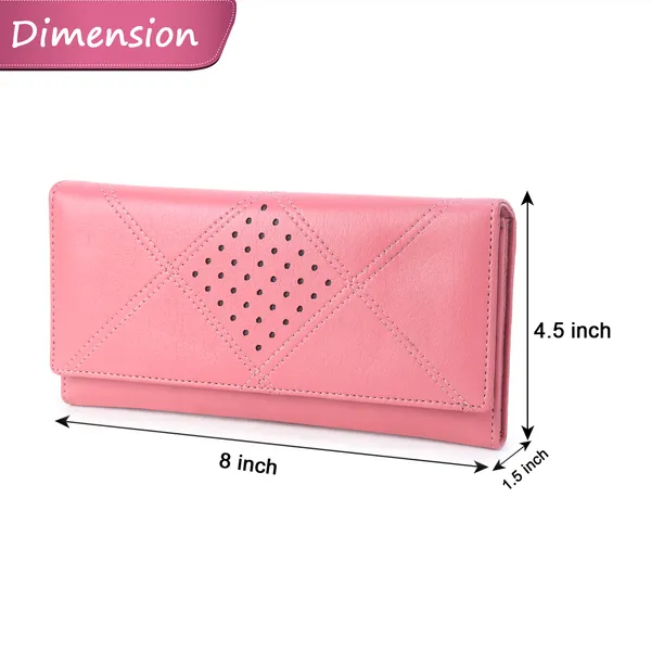 Signature_Pink_Leather_Perforated_Wallet_For_Women