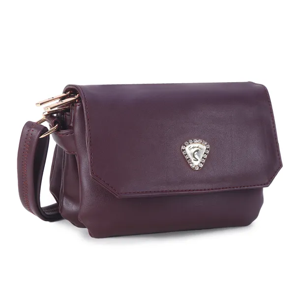 Signature_Purple_Faux_Leather_Metallic_Emblem_Sling_Bag_For_Women