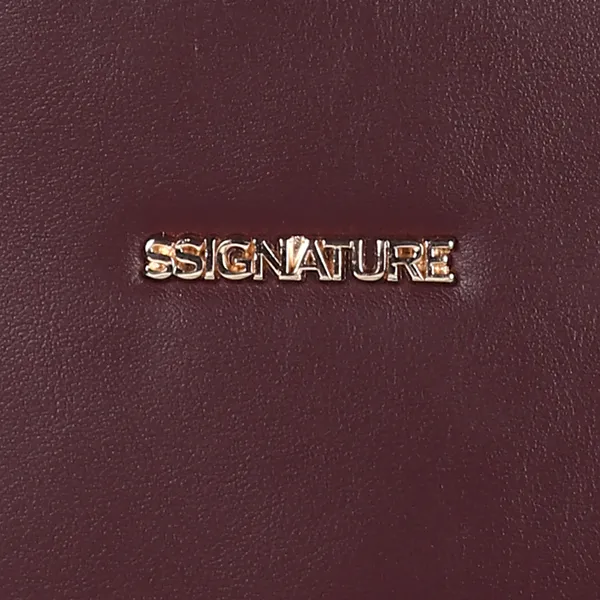 Signature_Maroon_Leather_Metallic_Zip_Handbag_For_Women