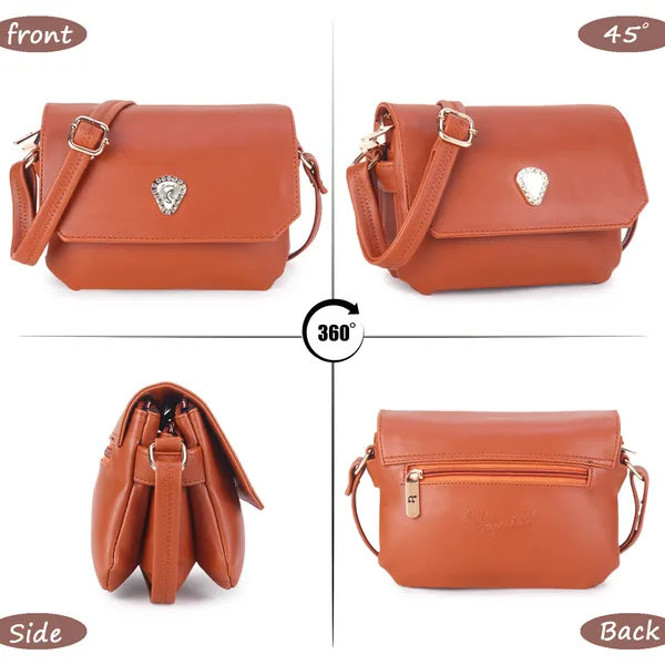 Signature_Orange_Faux_Leather_Multi_Compartment_Buckle_Sling_Bag