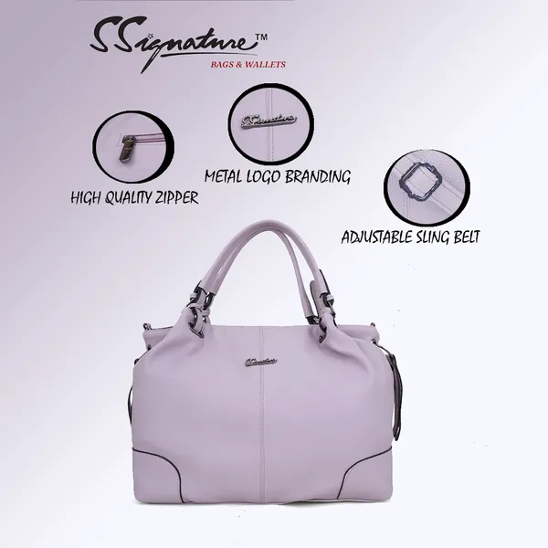 Signature_Lavender_Purple_Faux_Leather_Adjustable_Strap_Handbag_For_Women