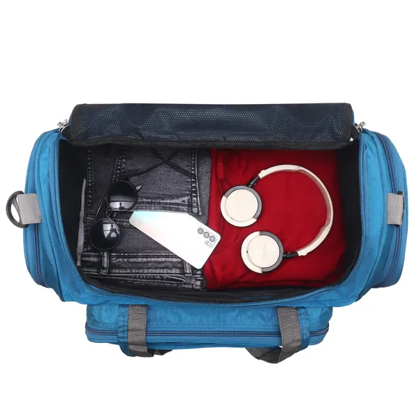 Signature_Blue_Fabric_Multi_Compartment_Travel_Duffel_Bag_For_Men_And_Women