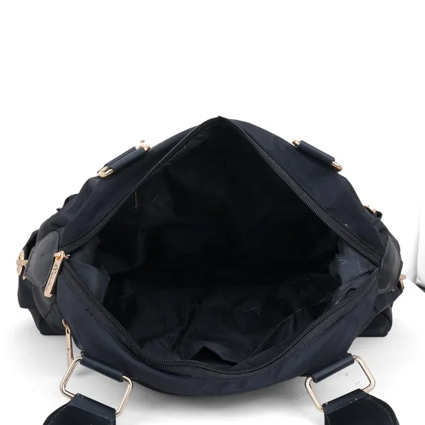 Signature_Navy_Blue_Nylon_Multi_Pocket_Adjustable_Strap_Travel_Tote_Bag_For_Women