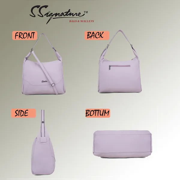Signature_Lavender_Purple_Faux_Leather_Adjustable_Strap_Hobo_Shoulder_Bag_For_Women
