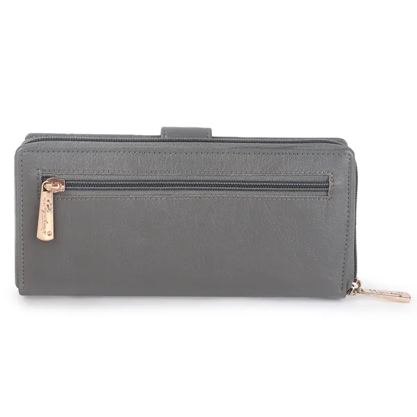 Signature_Grey_Faux_Leather_Snap_Closure_Wallet_For_Women