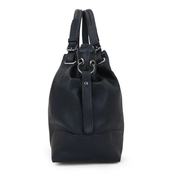 Signature_Black_Faux_Leather_Textured_Adjustable_Strap_Handbag_For_Women