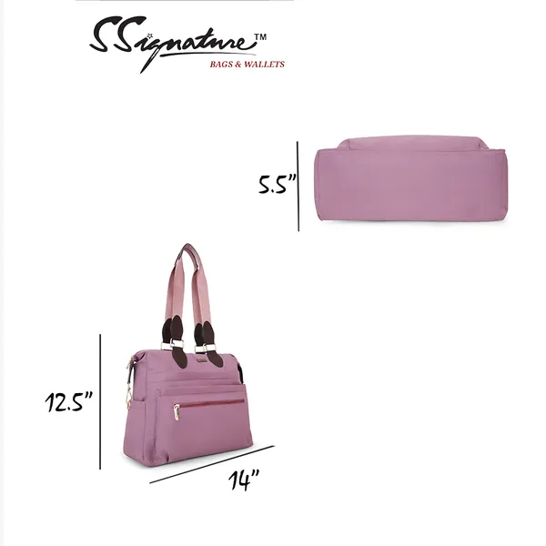 Signature_Purple_Nylon_Waterproof_Multi_Pocket_Shoulder_Tote_Bag