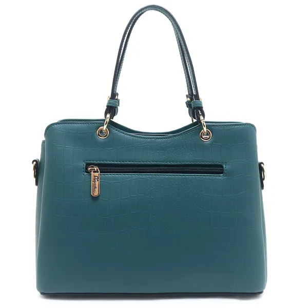 Signature_Teal_Faux_Leather_Multi_Compartment_Structured_Handbag_For_Women