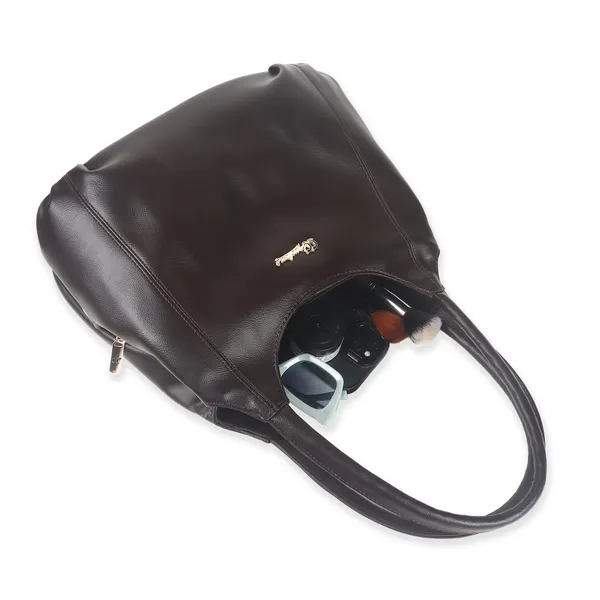 Signature_Brown_Leather_Classic_Style_Handbag_For_Women