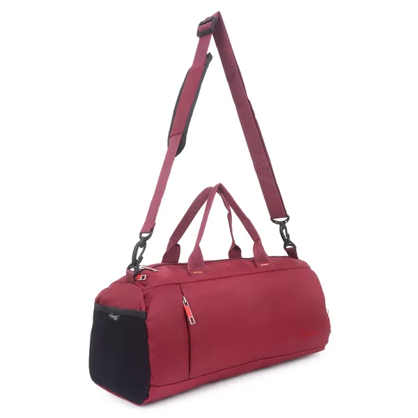 Signature_Maroon_Black_Fabric_Water_Resistant_Shoe_Compartment_Duffel_Bag