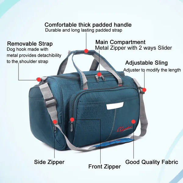Signature_Teal_Blue_Fabric_Multi_Compartment_Travel_Duffel_Bag_For_Travel_Gym_Sports_Activities