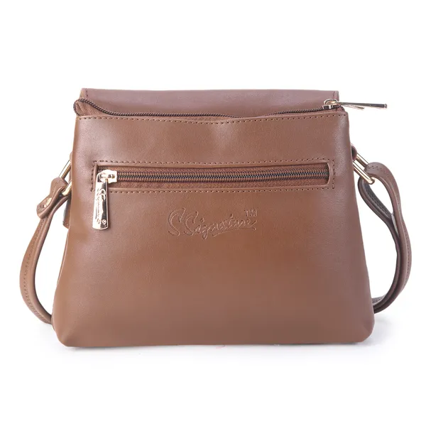 Signature_Brown_Faux_Leather_Adjustable_Strap_Sling_Bag_For_Women