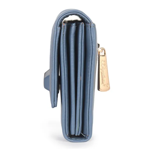 Signature_Blue_Faux_Leather_Buckle_Wallet_For_Women
