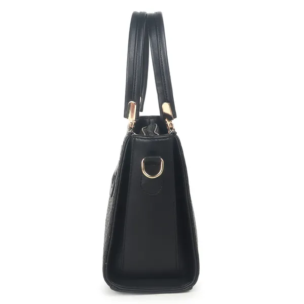 Signature_Black_Quilted_Faux_Leather_Gold_Hardware_Handbag_For_Women