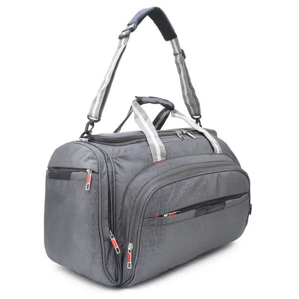 Signature_Grey_Fabric_Adjustable_Strap_Travel_Duffel_Bag
