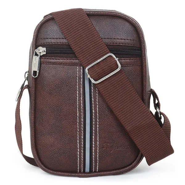 Signature_Brown_Vegan_Leather_Adjustable_Strap_Crossbody_Sling_Bag_For_Men
