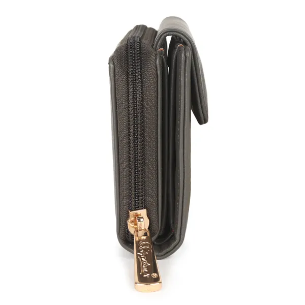 Signature_Grey_Faux_Leather_Zipper_Compact_Wallet