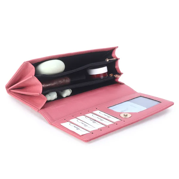 Signature_Pink_Faux_Leather_Perforated_Wallet_For_Women