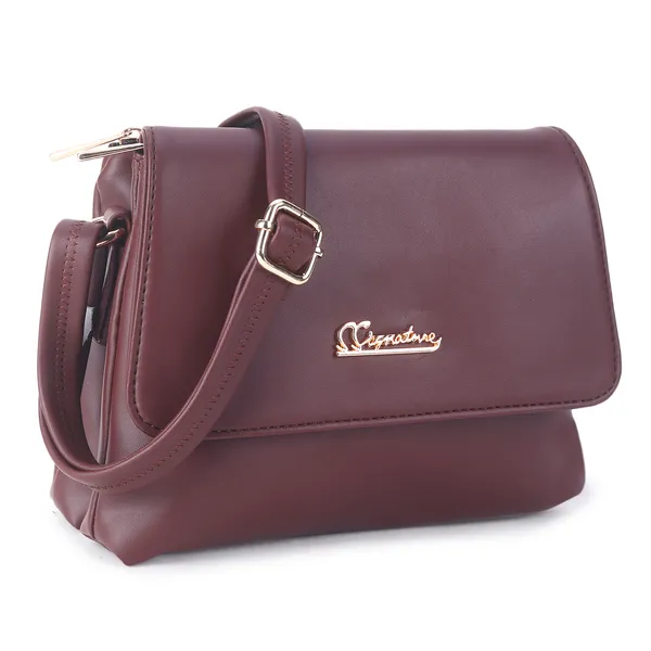 Signature_Burgundy_Vegan_Leather_Sling_Bag_For_Women