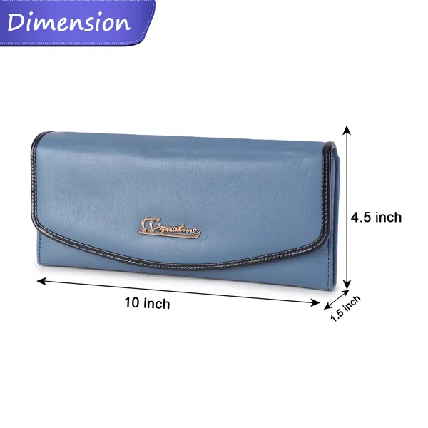 Signature_Blue_Faux_Leather_Long_Wallet