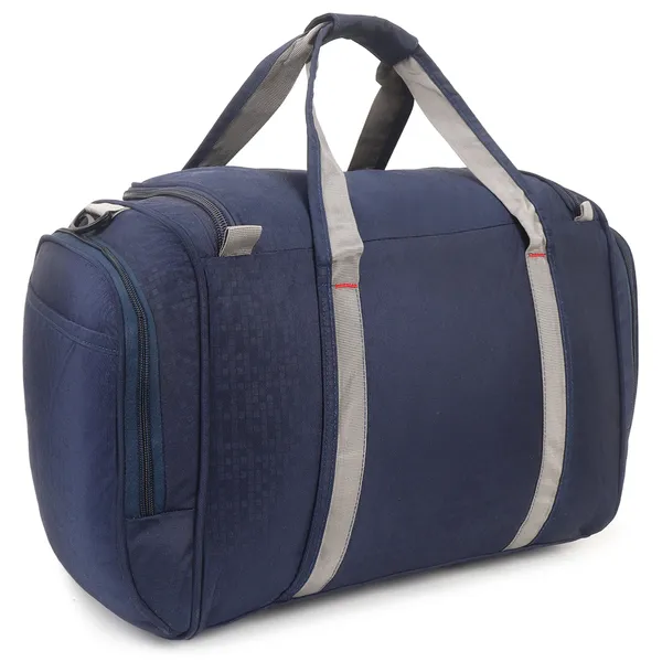 Signature_Navy_Blue_Fabric_Adjustable_Strap_Travel_Duffel_Bag_For_Men_And_Women